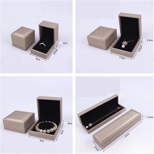 10x Luxurious Gold Jewellery Boxes - Elegant Brushed Texture - Premium PU Leather - Gift Packaging Set