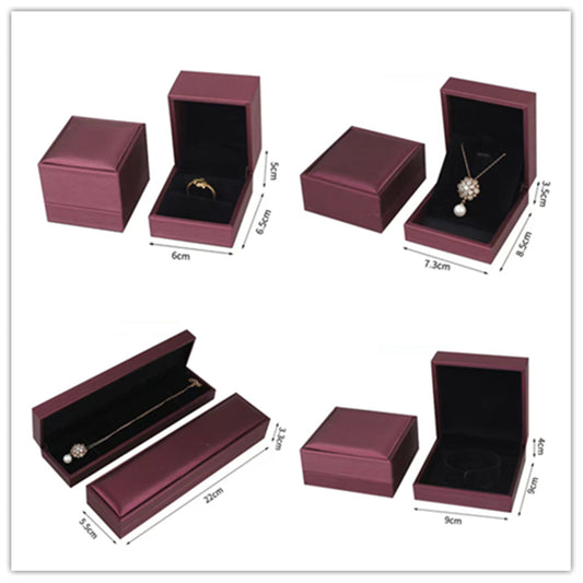 10x Luxurious Cherry Red Jewellery Boxes - Elegant Brushed Texture - Premium PU Leather - Gift Packaging Set