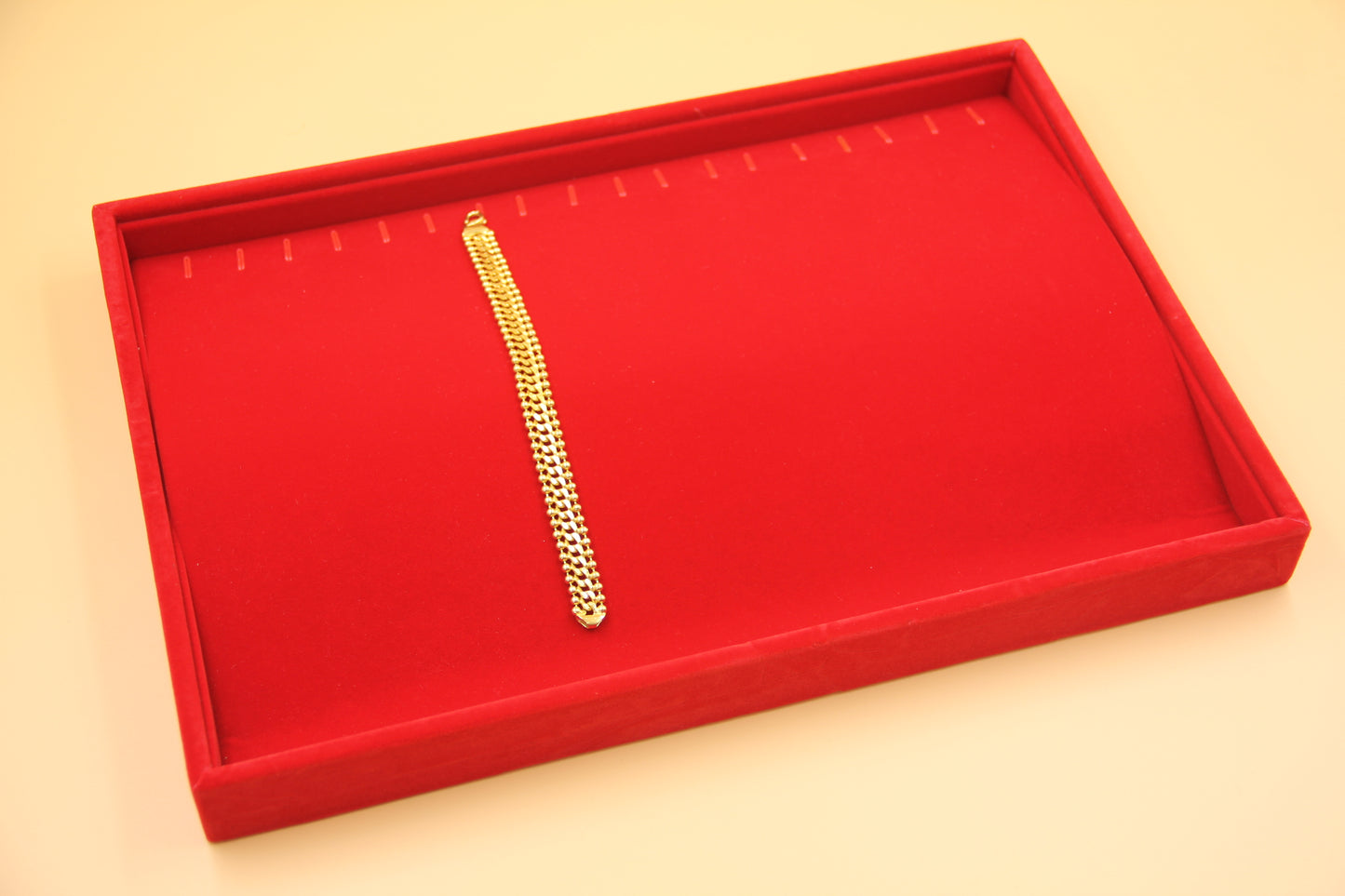 Red Velvet Jewelry Gold Display Tray - Ring Bracelet Earring Pendant Necklace Showcase