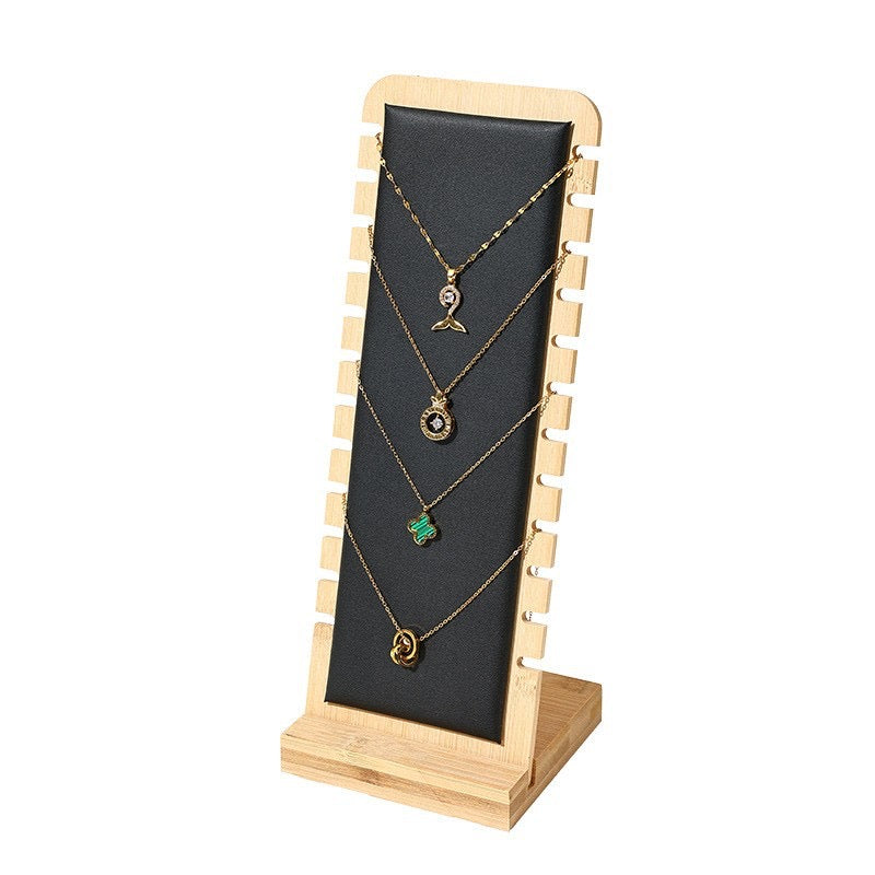 Solid Bamboo Jewellery Display Stand Necklace Holder for Pendants & Long Chains
