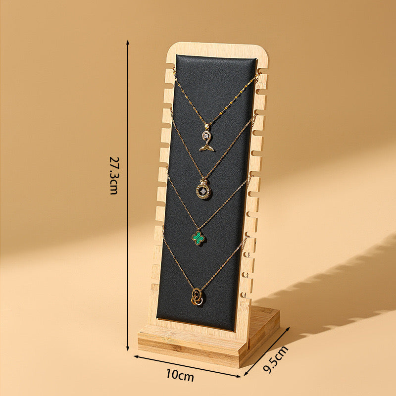 Solid Bamboo Jewellery Display Stand Necklace Holder for Pendants & Long Chains