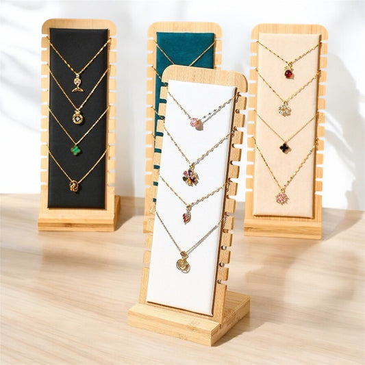 Solid Bamboo Jewellery Display Stand Necklace Holder for Pendants & Long Chains