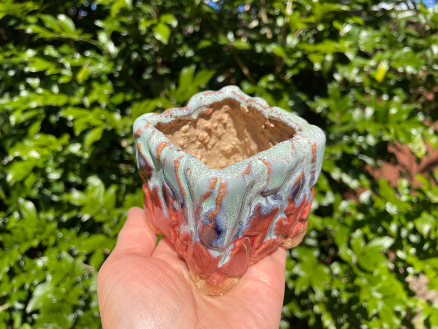 Square ceramic pots/set breathable succulent cactus planter
