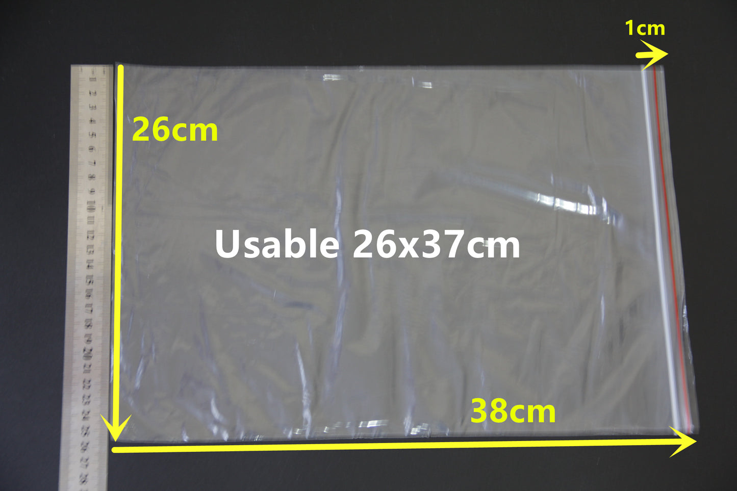 Zipper Lock Plastic Bags for Reclosable Storage and Packing Pouches Red Zipper