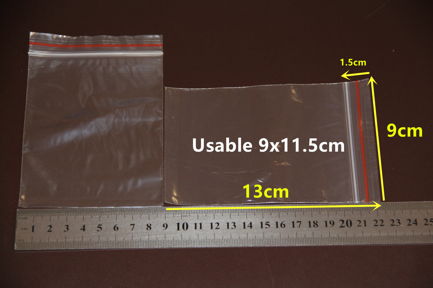 Zipper Lock Plastic Bags for Reclosable Storage and Packing Pouches Red Zipper