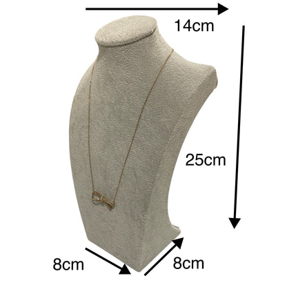 Velvet Necklace Bust Stand 25cm – Display Holder for Jewellery Chains Pendants (Black/Grey)