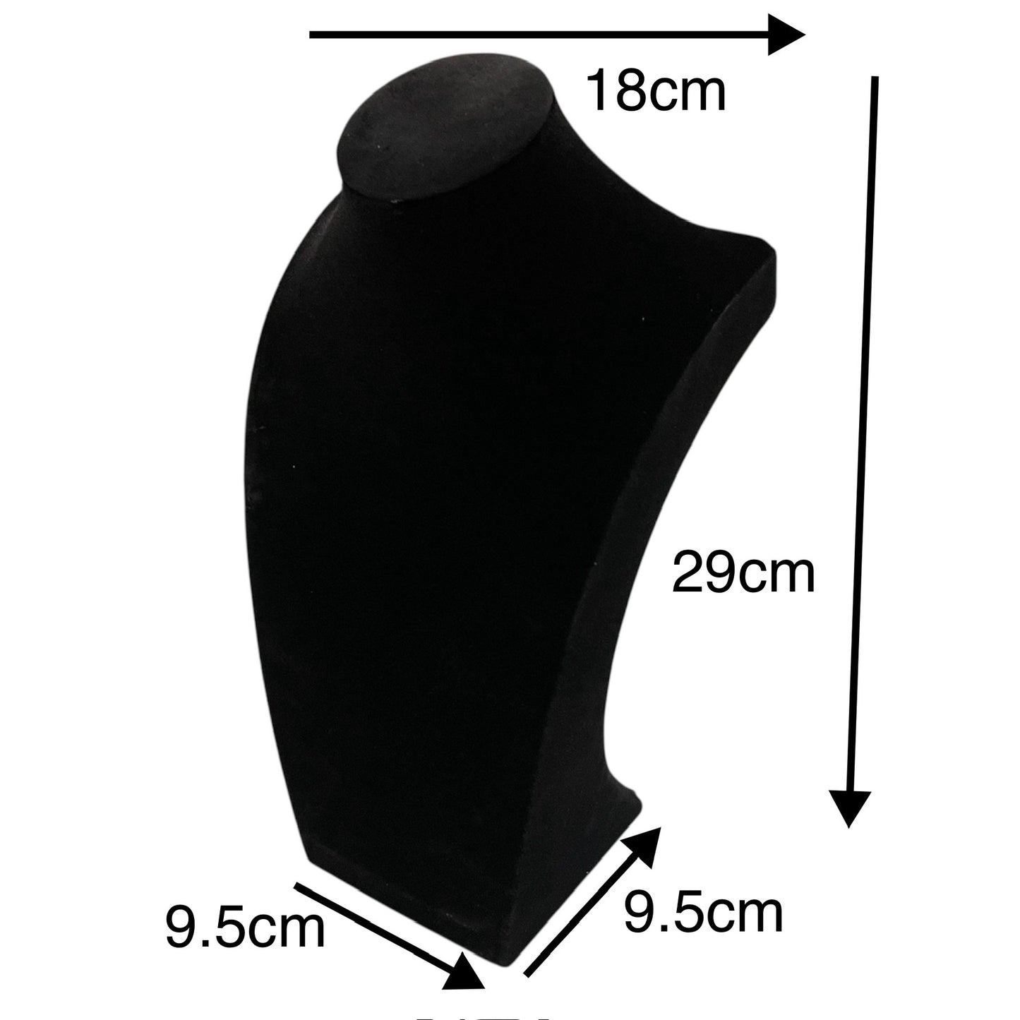 Velvet Necklace Bust Stand 29cm – Large Display Holder for Jewellery Chains Pendants (Black/Grey/Cream)