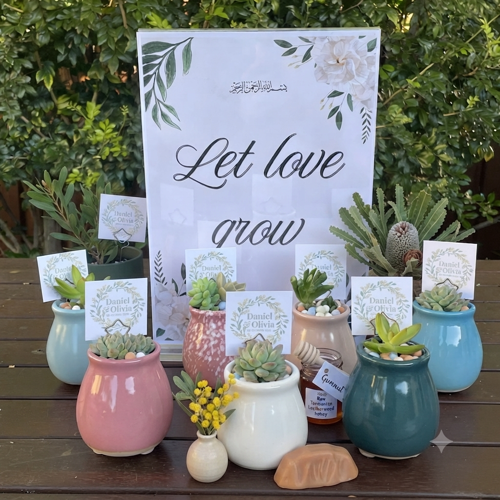 Succulent Wedding Favour Colourful pots