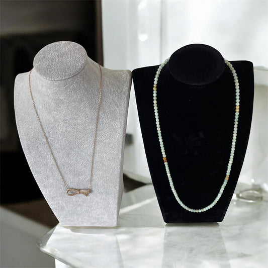 Velvet Necklace Bust Stand 25cm – Display Holder for Jewellery Chains Pendants (Black/Grey)