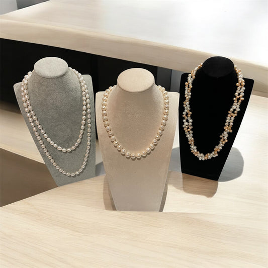 Velvet Necklace Bust Stand 29cm – Large Display Holder for Jewellery Chains Pendants (Black/Grey/Cream)
