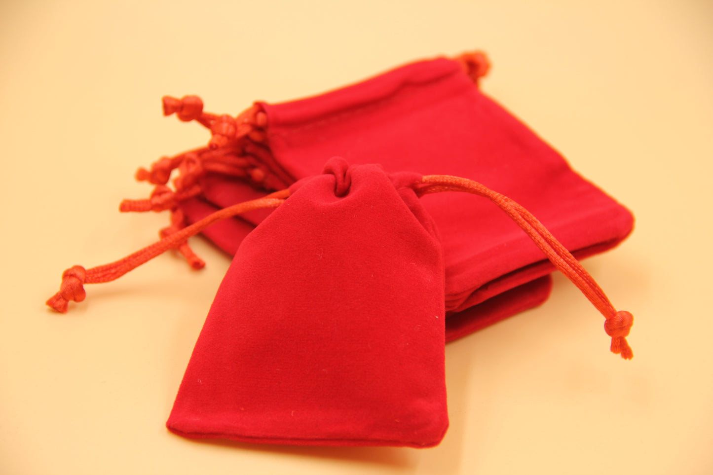 50x Elegant Red/Black Velvet Pouches 7cmx8.5cm