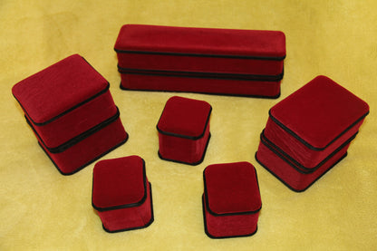 Velvet Cherry Red Jewellery Boxes - Gift Packaging Set - Necklace Ring Pendant Bracelet Gift Boxes