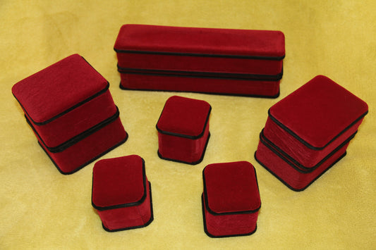 Velvet Cherry Red Jewellery Boxes - Gift Packaging Set - Necklace Ring Pendant Bracelet Gift Boxes