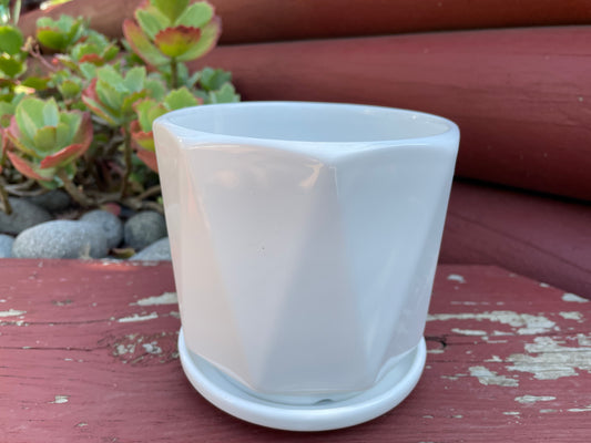 White ceramic glazed pot