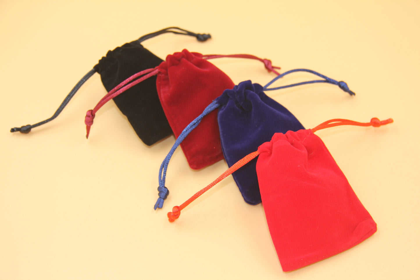 50x Elegant Red/Black Velvet Pouches 7cmx8.5cm