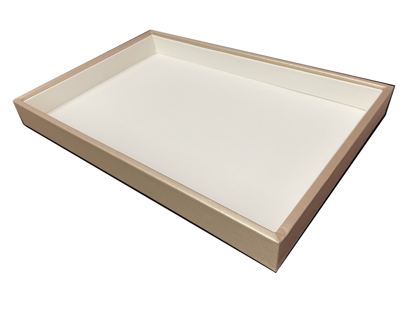 Elegant White and Champagne PU leather Jewelry Ring Pendant Opal Display Trays - Perfect for Organizing, Showcasing, and Storing - 30x20x3cm