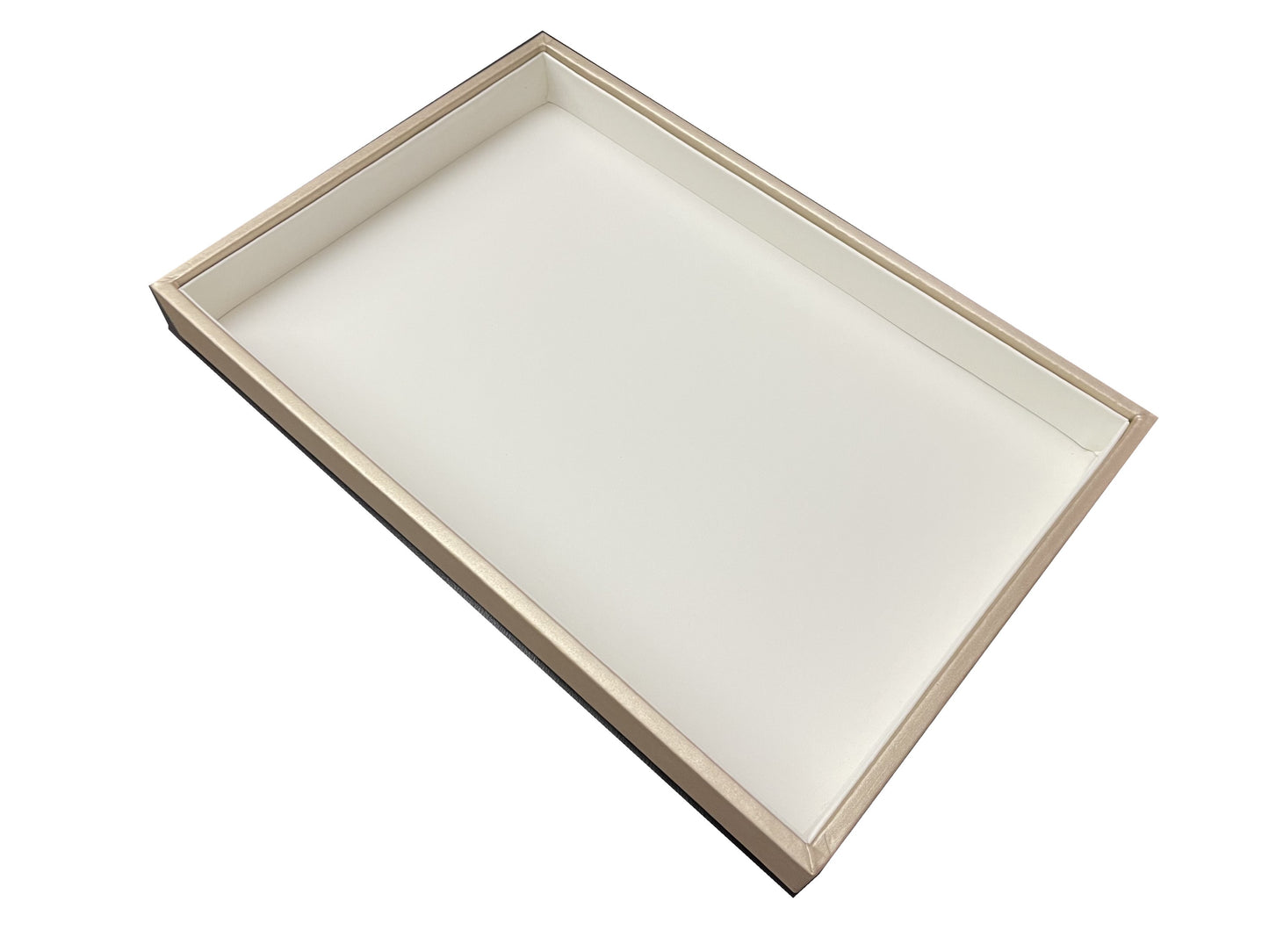 Elegant White and Champagne PU leather Jewelry Ring Pendant Opal Display Trays - Perfect for Organizing, Showcasing, and Storing - 30x20x3cm