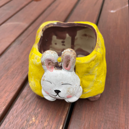 Bunny Planter Ceramic Pot Cute Succulent Cactus Herb Plant Pot Pottery With Drainage Hole