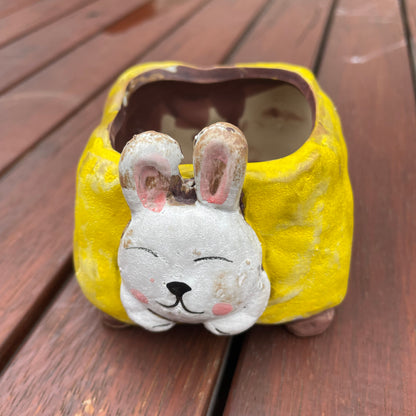 Bunny Planter Ceramic Pot Cute Succulent Cactus Herb Plant Pot Pottery With Drainage Hole