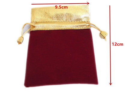 50 Elegant Red/Black Velvet Pouches with Gold Accent - Wedding, Christmas, Jewellery Gift Bags