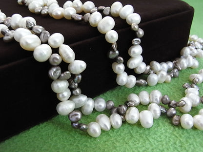 Elegant 152cm Long Genuine Freshwater & Mabe Pearl Necklace