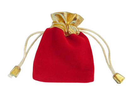 50 Elegant Red/Black Velvet Pouches with Gold Accent 7x9cm