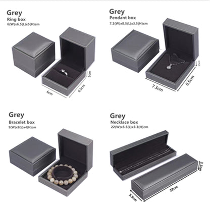 Luxurious Grey Jewellery Boxes - Elegant Brushed Texture - Premium PU Leather - Gift Packaging Set