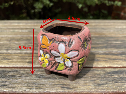 Mini Pots Pink With Floral