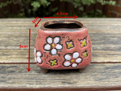 Mini Pots Pink With Floral