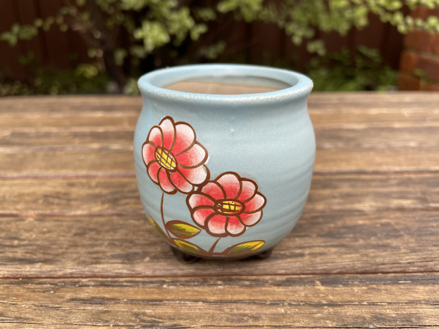 Blue Ceramic Pots Floral Pattern Succulent Cactus Pots Draining Hole