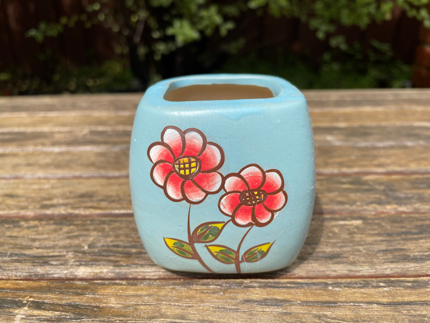 Blue Ceramic Pots Floral Pattern Succulent Cactus Pots Draining Hole