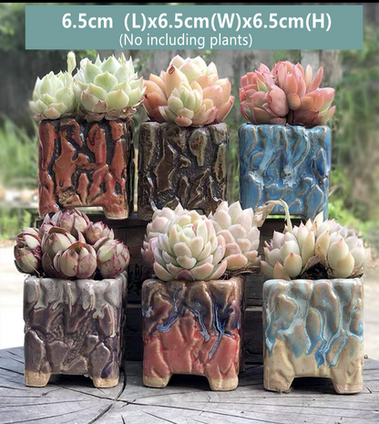 Square ceramic pots/set  breathable succulent cactus planter