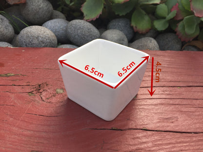 6x Square Pots Small Cube White Ceramic Glazed Plant Pots Succulent Home Office Decor 6.5cm