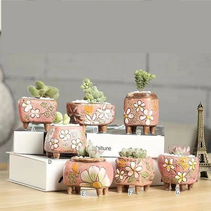 Mini Pots Pink With Floral