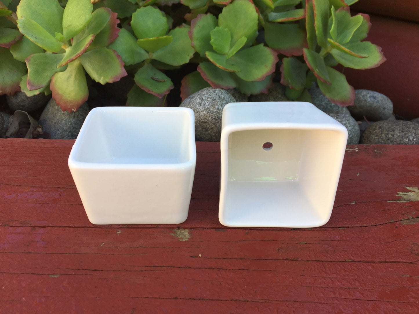 6x Square Pots Small Cube White Ceramic Glazed Plant Pots Succulent Home Office Decor 6.5cm