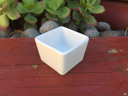 6x Square Pots Small Cube White Ceramic Glazed Plant Pots Succulent Home Office Decor 6.5cm