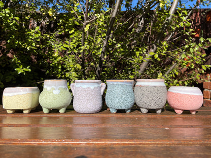 6 Mini Ceramic Succulent Pots with Feet