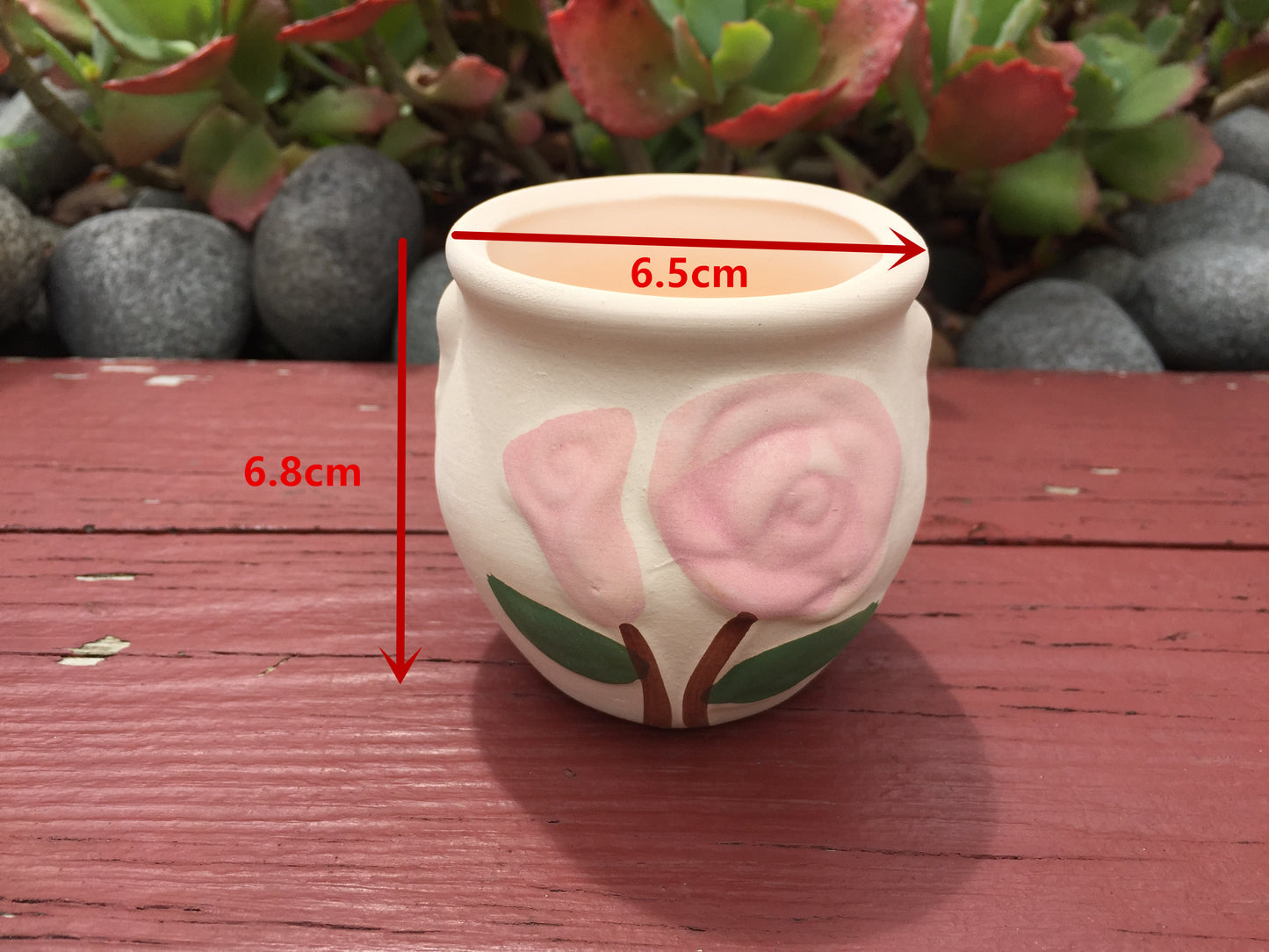 6x Succulent cactus ceramic pots planters small size floral pattern 6 different designs