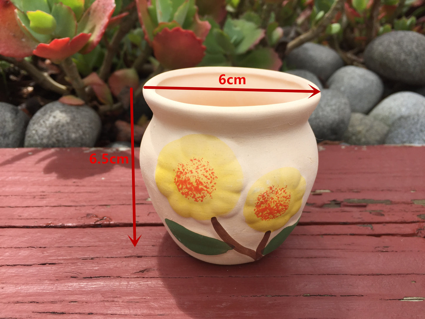 6x Succulent cactus ceramic pots planters small size floral pattern 6 different designs