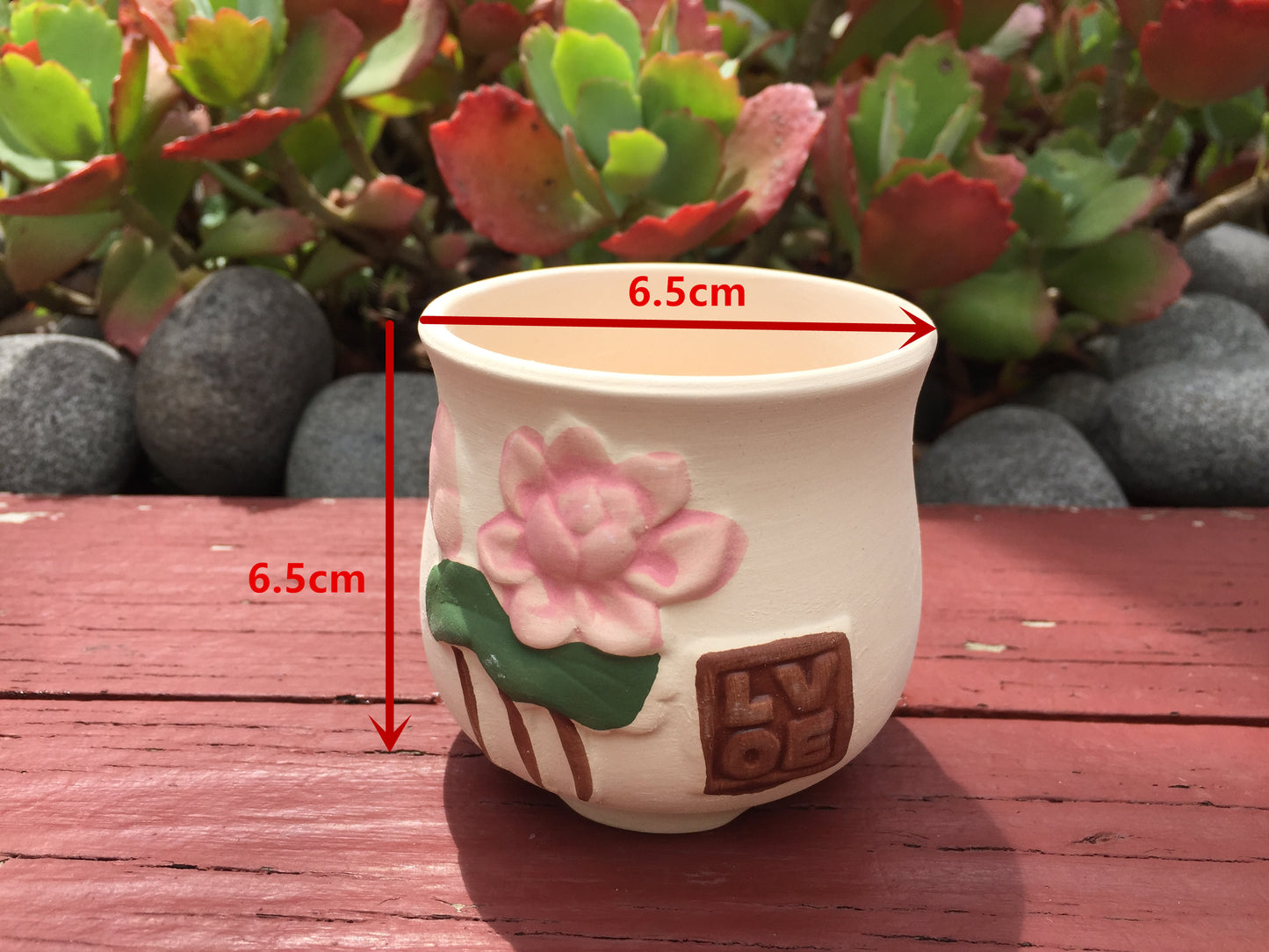 6x Succulent cactus ceramic pots planters small size floral pattern 6 different designs