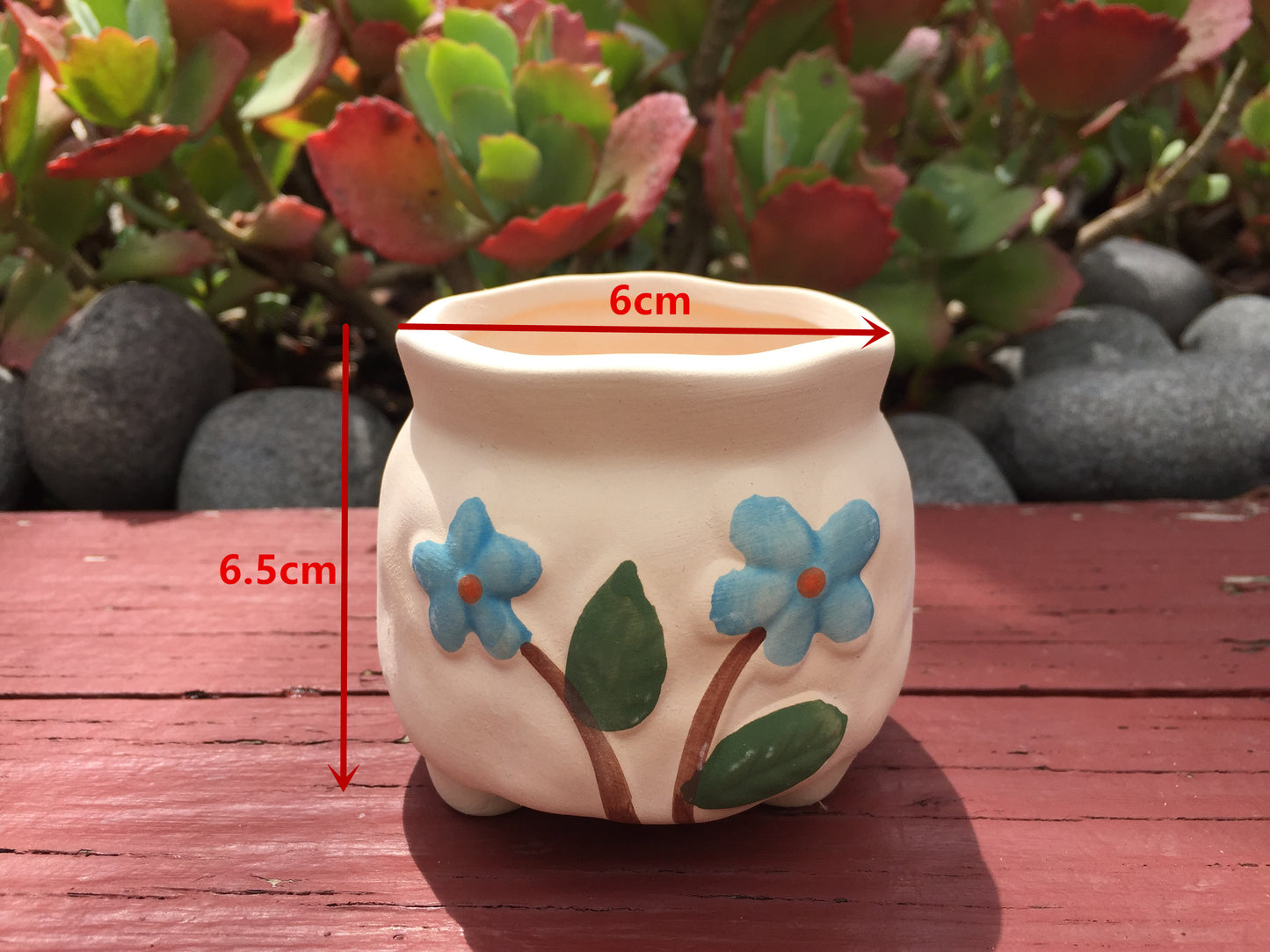 6x Succulent cactus ceramic pots planters small size floral pattern 6 different designs